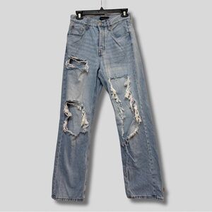 Aeropostale Women’s 90’s Baggy Ripped Button Up Jeans